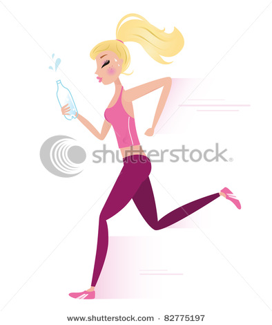 Young Fitness Woman With Headphones And Bottle On Black Background