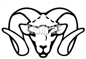 Black And White Clipart Picture Of A Ram Mascot   Animalclipart Net