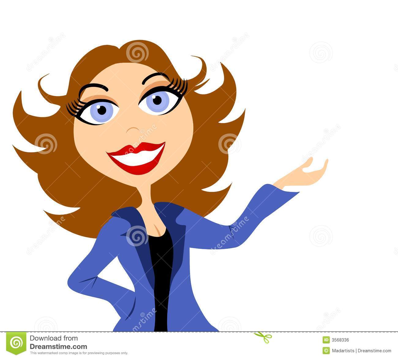 Clip Art Illustration Of Caucasian Business Woman Smiling With Hand