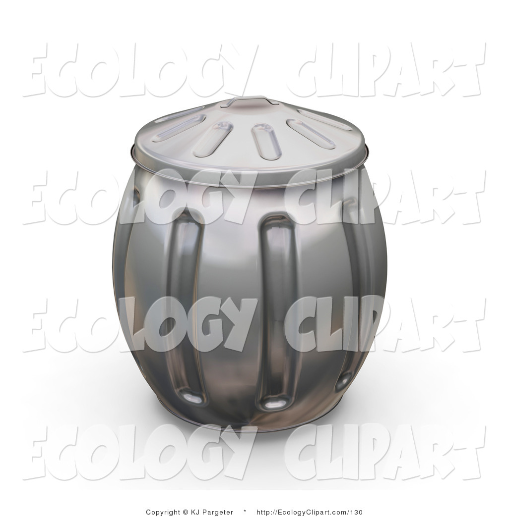 Clip Art Of A Bulging Metal Trash Can With The Lid On Top