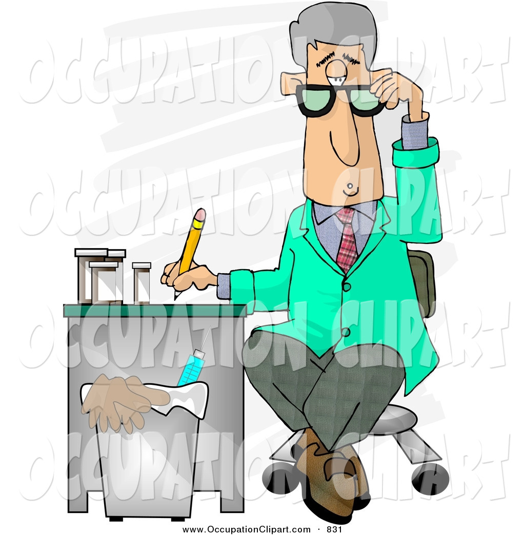 Clip Art Of A Curious Medical Doctor Taking Notes While Sitting At A    