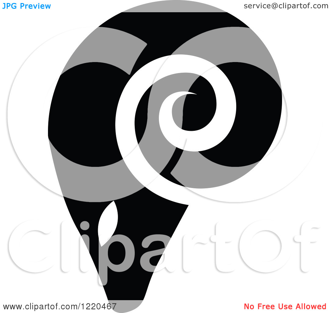 Clipart Of A Black And White Ram   Royalty Free Vector Illustration By