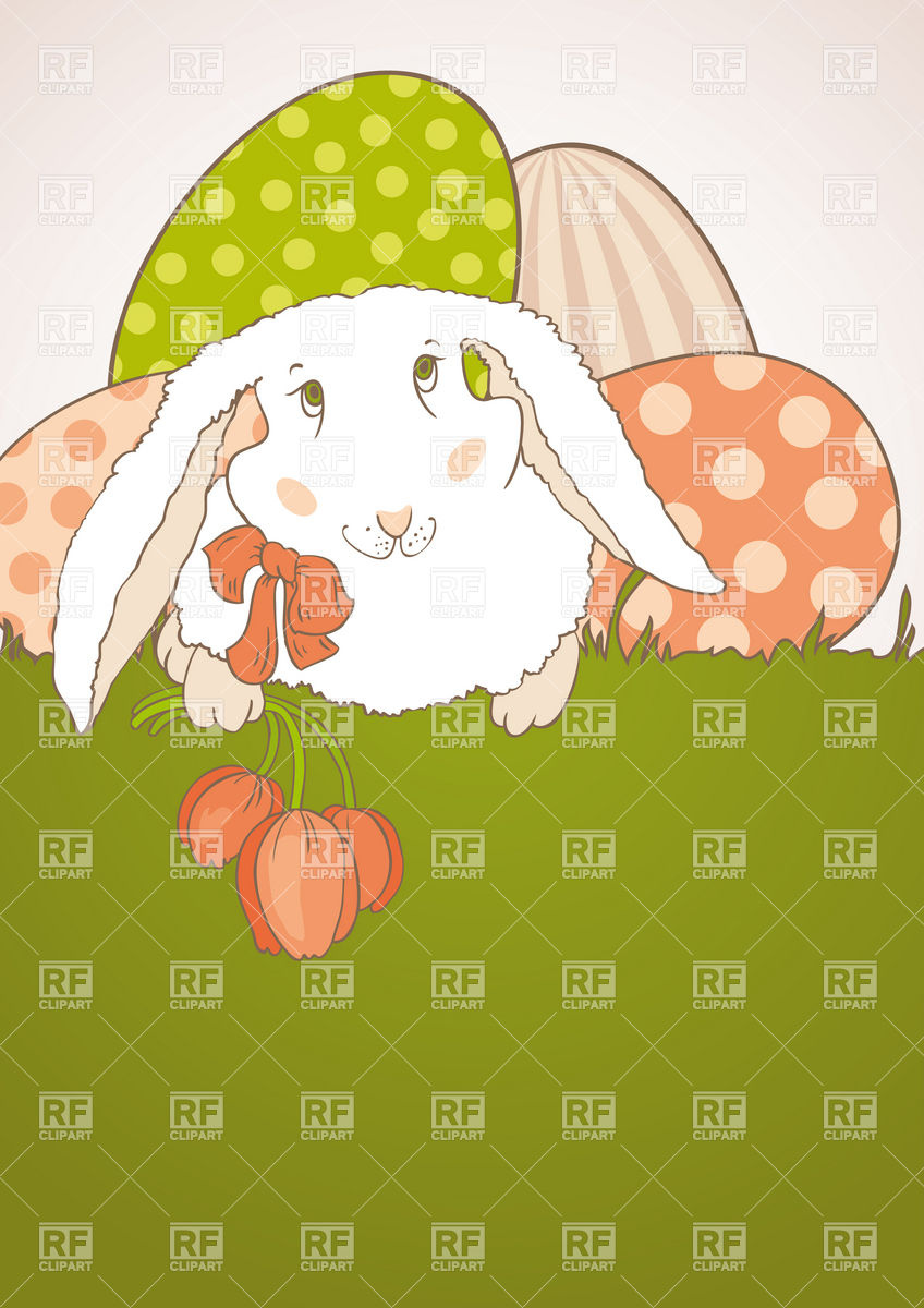 Funny Easter Bunny With Tulips On The Grass 17350 Holiday Download