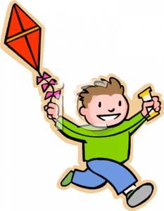Kite Flying Clipart A Kid Flying A Kite Royalty Free Clipart Picture