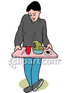 Making A Face At His Cafeteria Lunch   Royalty Free Clipart Picture