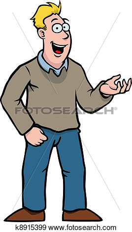 Man In Casual Clothes Showing Something View Large Clip Art Graphic