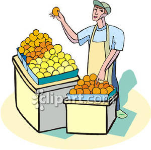 Man Selling Oranges Royalty Free Clipart Picture