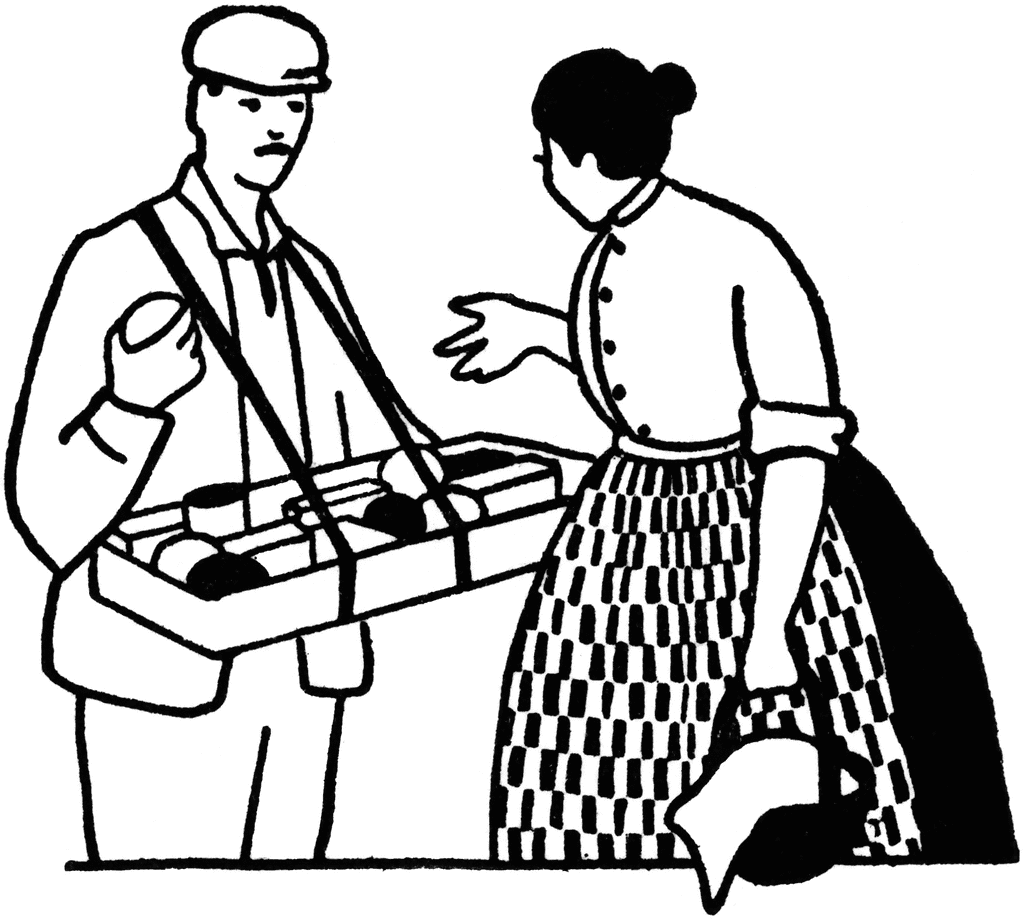 Man Selling To Woman   Clipart Etc