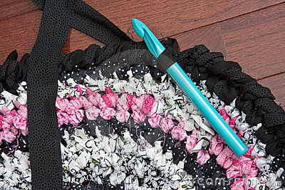 Rag Rug With Crochet Hook Stock Images   Image  23718334