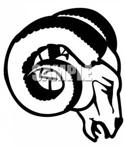 Royalty Free Clipart Image  Black And White Ram Mascot