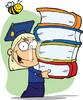 Scholar Clipart A Colorful Cartoon Girl Scholar Carrying A Stack Books    