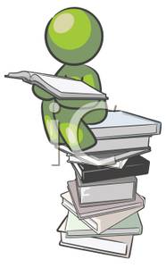 Scholar Clipart A Colorful Cartoon Scholar Sitting On A Stack Books    