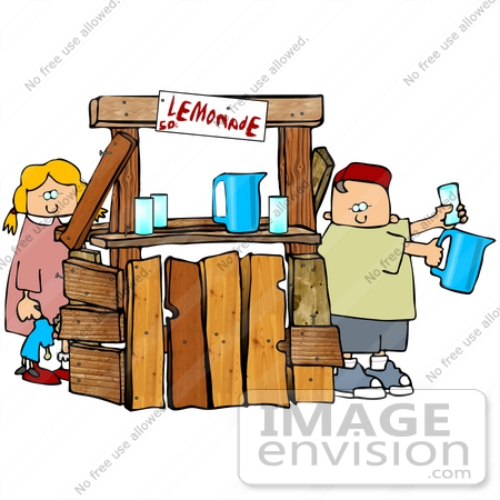 Selling Lemonade To Thirsty People Passing By Clipart Picture By Djart
