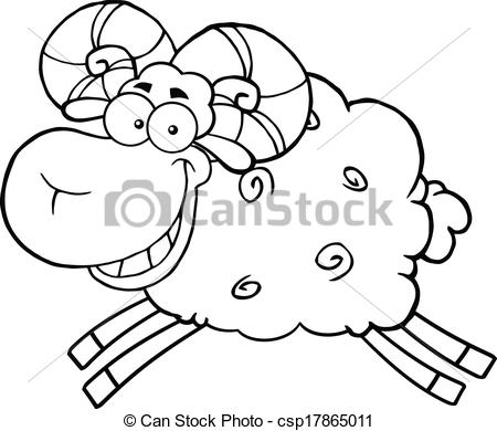 Sheep Jumping   Black And White Ram    Csp17865011   Search Clipart