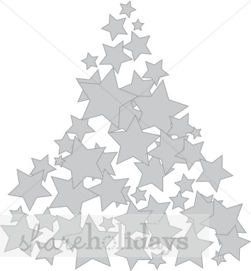 Silver Stars Christmas Tree Clipart   Christmas Tree Clipart