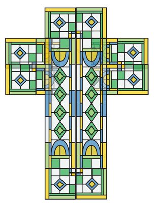 Stained Glass Cross In Spring Colors By Kathy Grimm