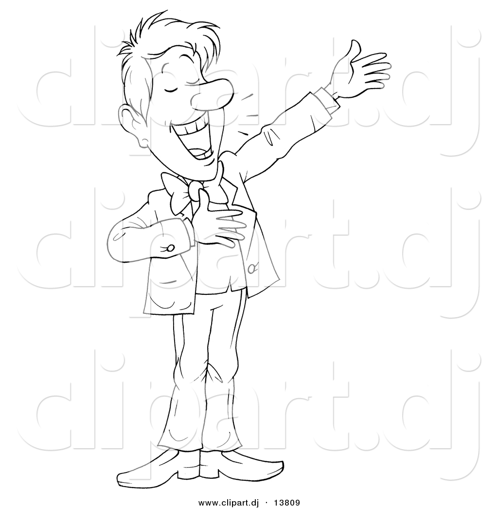 Vector Clipart Of A Cartoon Man Happily Presenting Something