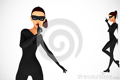 Woman Thief In Pose On White Background Royalty Free Stock Photos