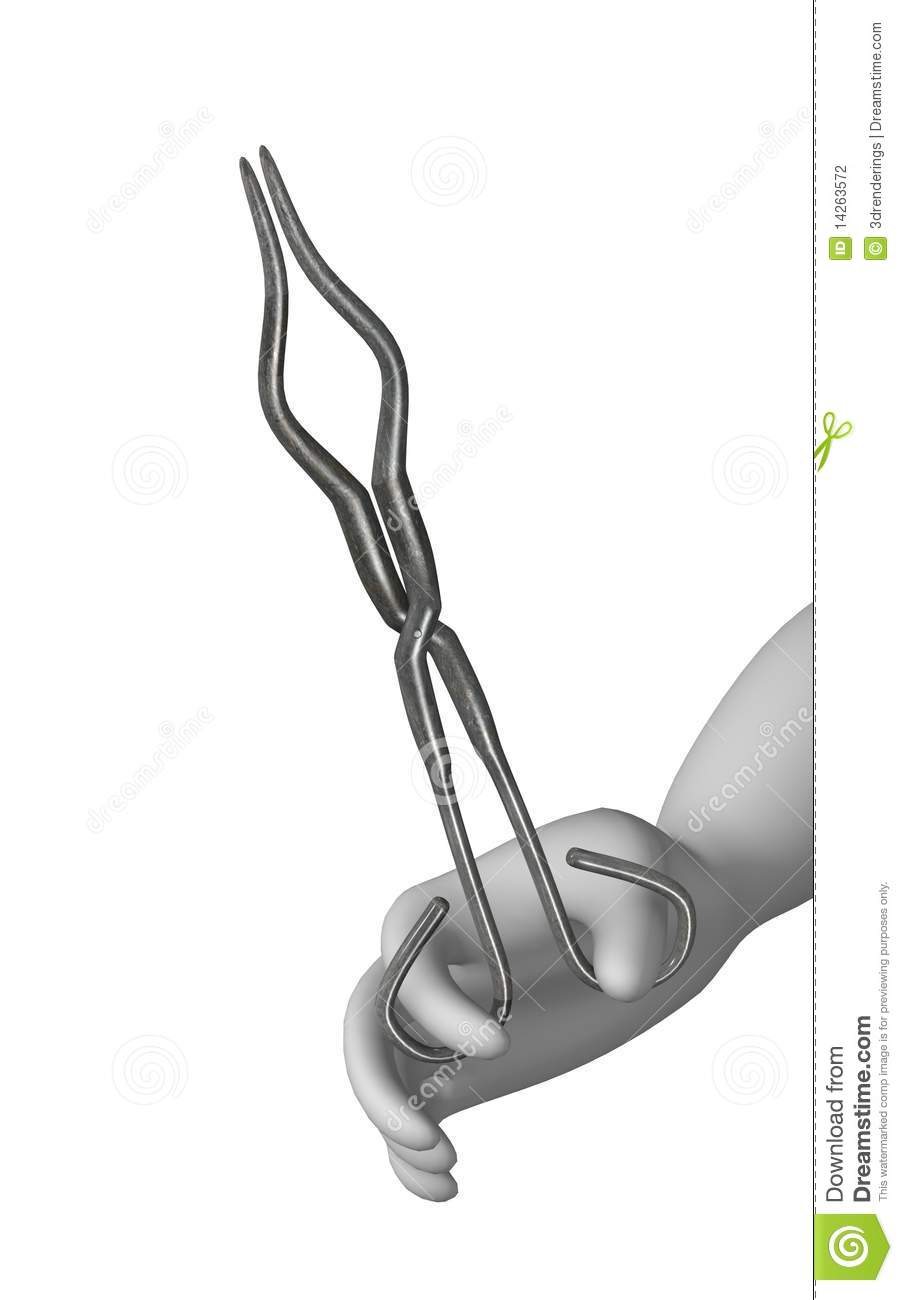 3d Render Of Cartoon Character With Lab Tongs