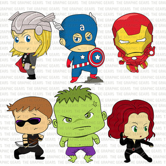 Baby Avengers Clip Art Set Avengers Heroes Clipart   Little Young