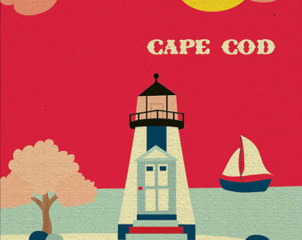 Cape Cod Ma Lighthouse Beach Scen E   Horizontal Skyline Wall Art    