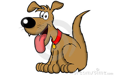 Cartoon Illustration Of A Happy Looking Brown Dog With His Tongue