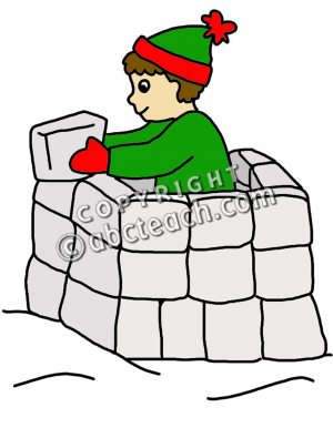 Clip Art  Boy Building A Snow Fort  Color    Winter   Kid   Preview 1