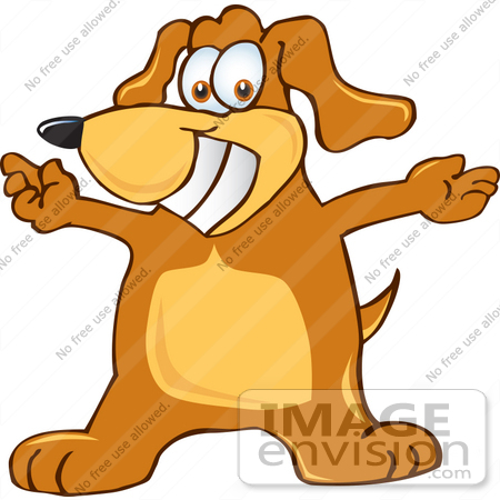 Clip Art Graphic Of A Cute Brown Hound Dog Cartoon Character    23614    