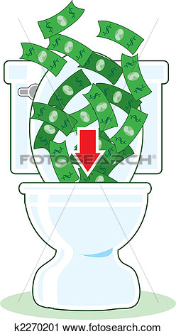 Clipart   Money Down The Toilet  Fotosearch   Search Clip Art    