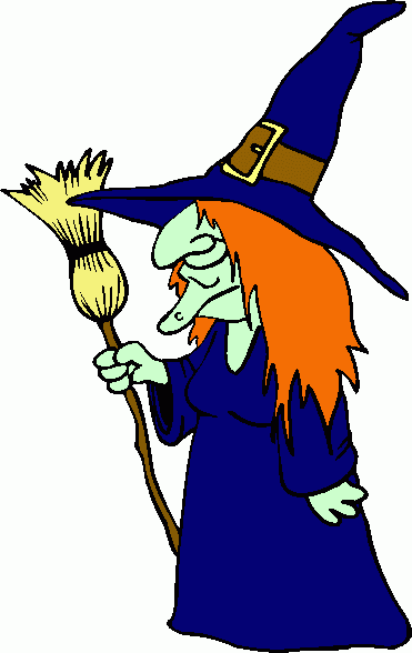 Funny Witch Clipart  Green Cartoon Witch Has A Blue Dress Pointy Hat    