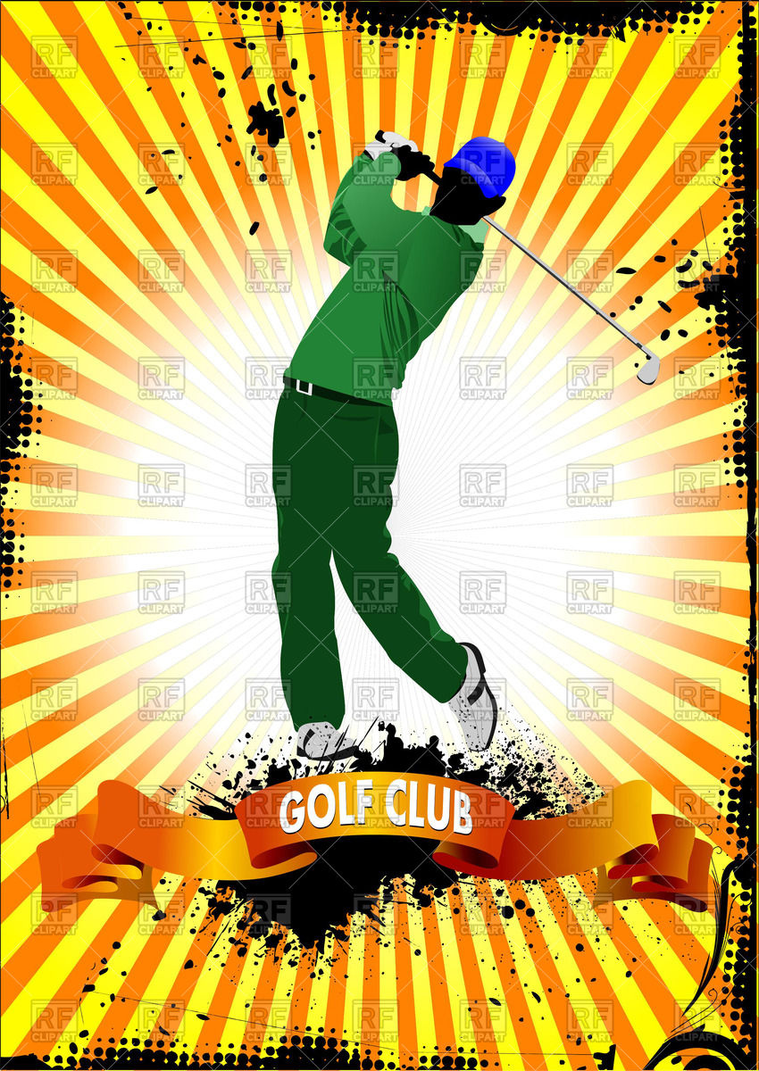 Golf Club Poster With Golfer And Round Frame Of Rays 55622 Download    