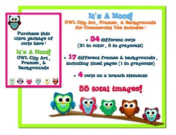 It S A Hoot  Owl Clipart Frames Backgrounds Borders For Commercial Use