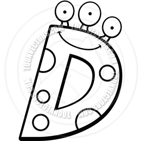 Letter D Monster  Black And White Line Art  By Cory Thoman   Toon