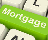 Mortgage Computer Key Showing Online Credit Or Borrowing   Royalty