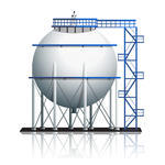 Oil Tank Ball With Reflection On White Background Background Oil Tank