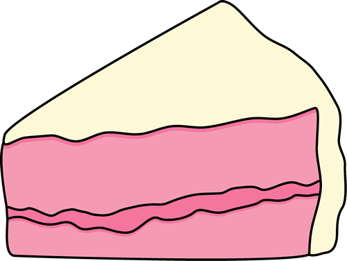 Slice Of Pink Cake With White Frosting Clip Art   Slice Of Pink Cake