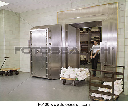 Stock Photography   Bank Vault Money Bags Worker Monetary   Fotosearch