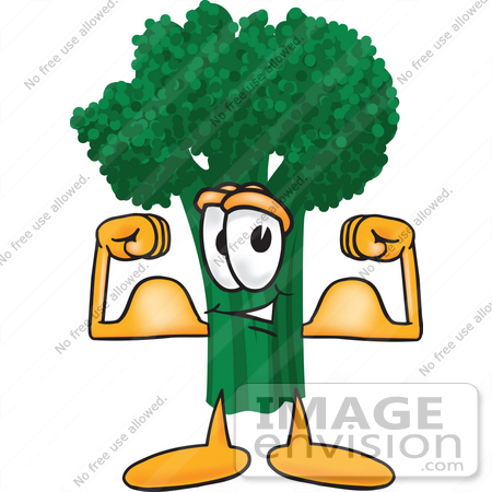 Strength Clipart 27553 Clip Art Graphic Of A Broccoli Mascot Character    