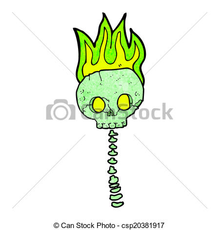 Vector   Cartoon Spooky Skull And Spine   Stock Illustration Royalty