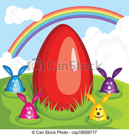 Vector   Easter Egg And Bunny   Stock Illustration Royalty Free