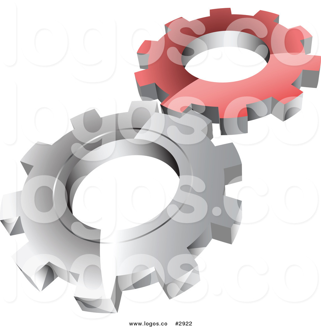 Vector Royalty Free Clipart 3d Red And Silver Teamwork Gears Logo By