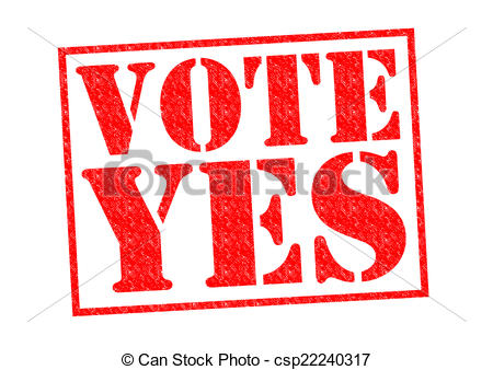 Vote Yes Red Rubber Stamp Over A White Background