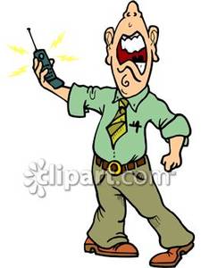 An Angry Man Holding A Cell Phone   Royalty Free Clipart Picture