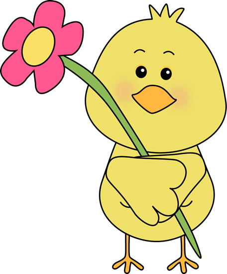 Bird And A Flower Clip Art Image   Yellow Bird Holding A Big Pink