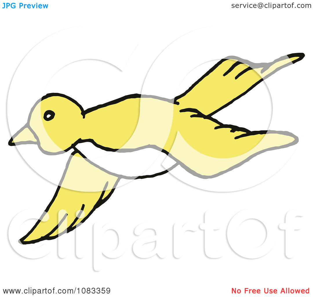 Clipart Yellow Bird In Flight   Royalty Free Vector Illustration By