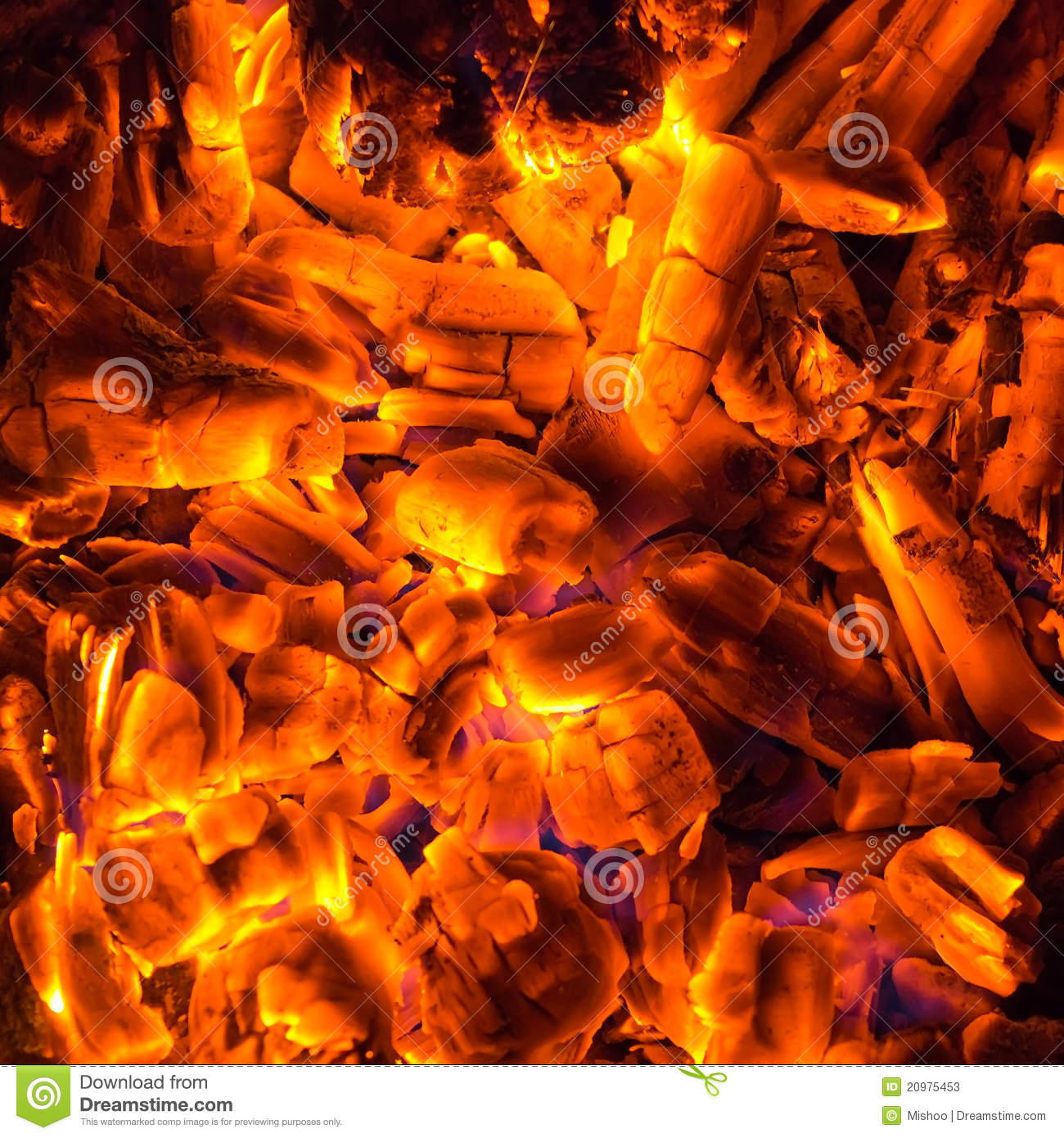 Coal And Firewoods Burning For Fire Background 
