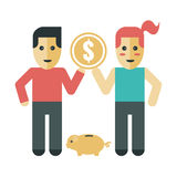 Couple Piggy Bank Stock Vectors Illustrations   Clipart