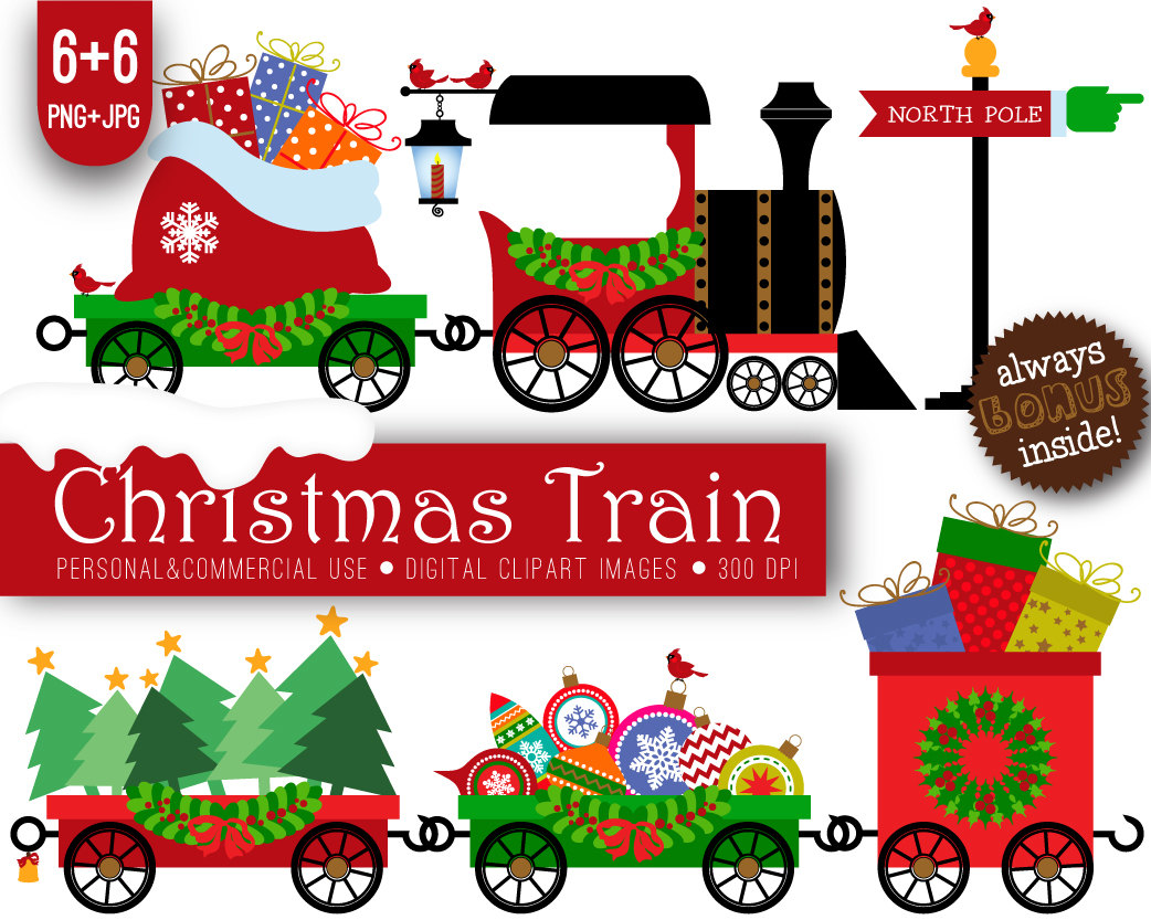 Items Similar To Christmas Train Clipart Xmas Christmas Train Xmas