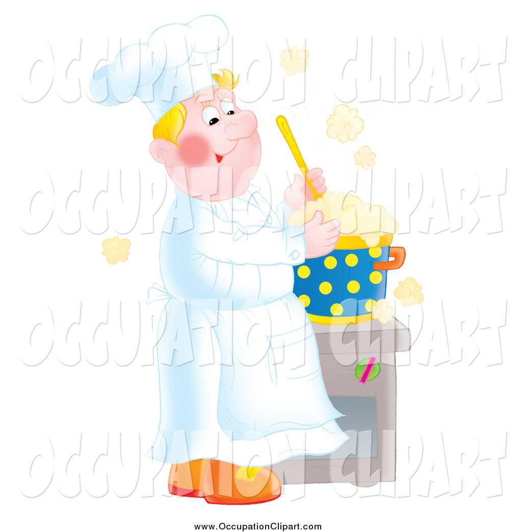 Larger Preview  Clip Art Of A Happy Chef Cooking Soup By Alex Bannykh