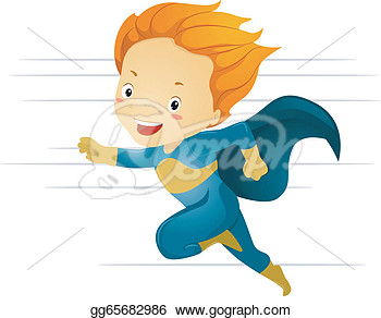     Little Kid Boy Superhero Running In Fast Speed  Clipart Gg65682986
